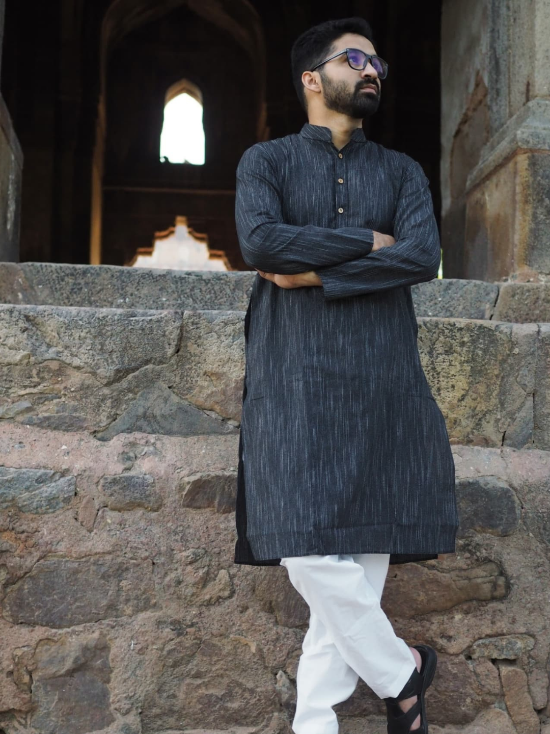 Khaddar Black Kurta