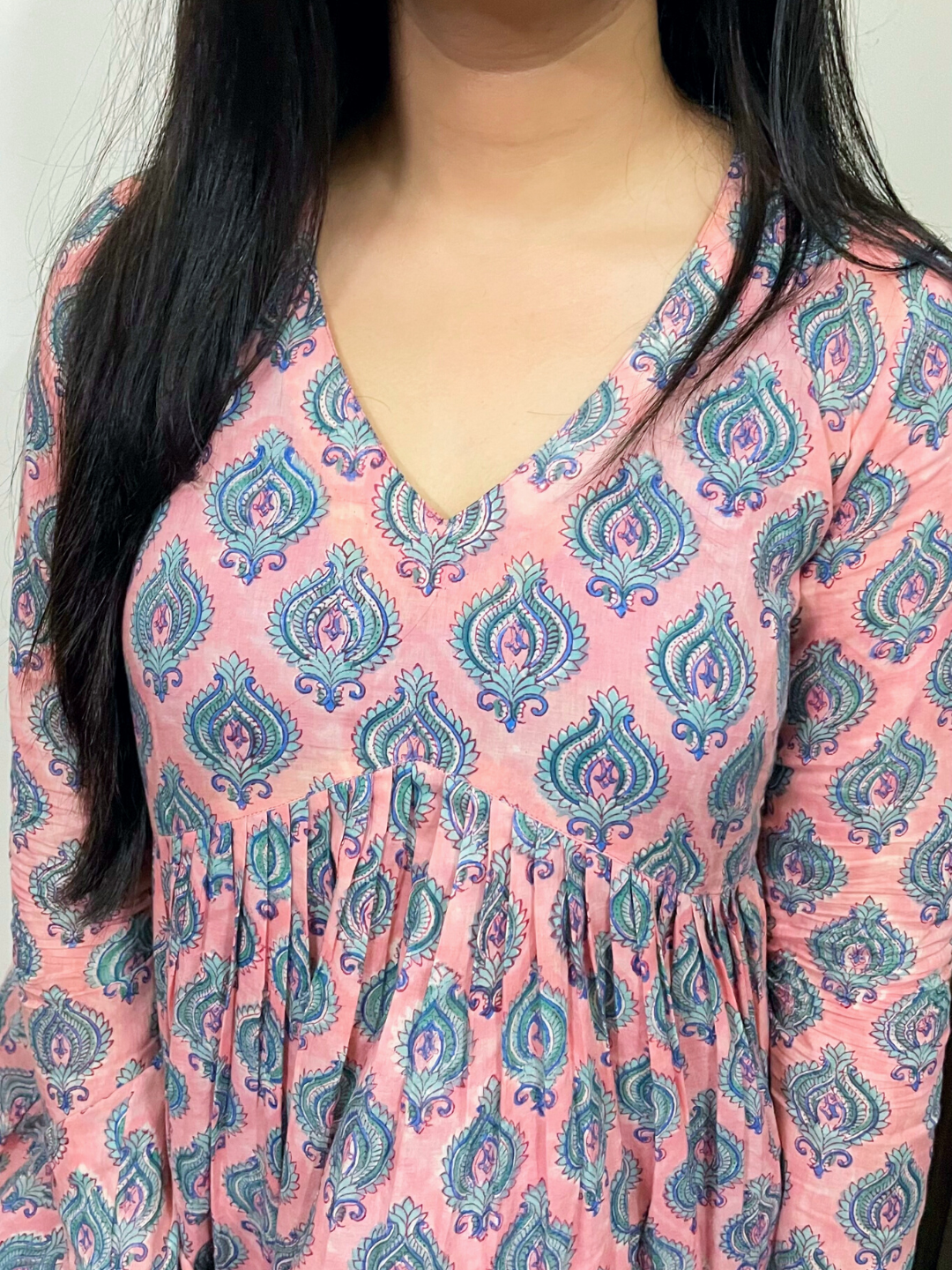 Blue Lotus Anarkali Cotton Suit Set Women