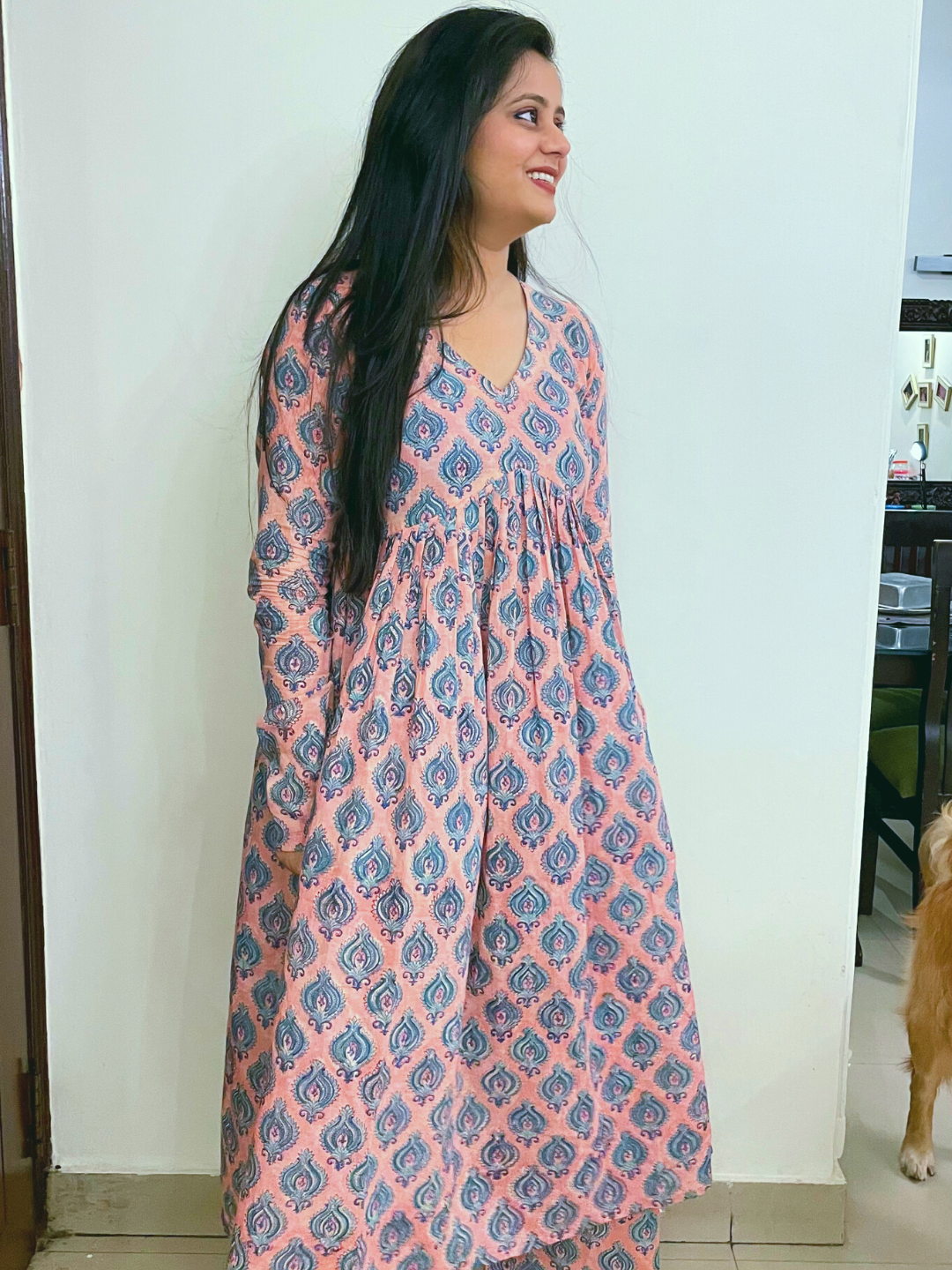 Blue Lotus Anarkali Cotton Suit Set Women