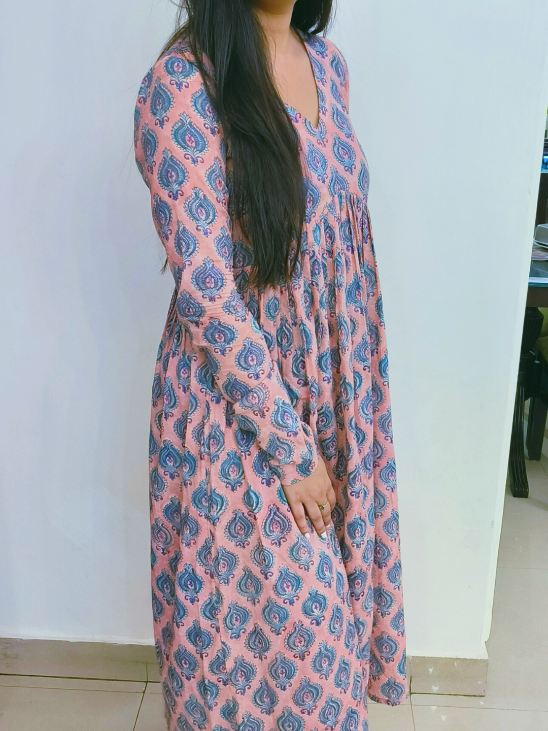 Blue Lotus Anarkali Cotton Suit Set Women