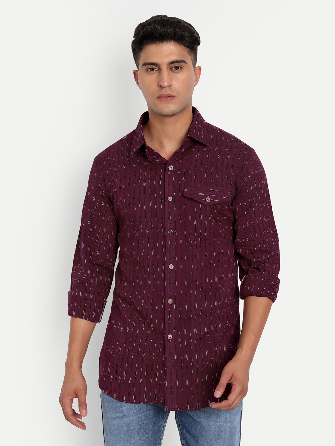 Wine Ikkat Shirt