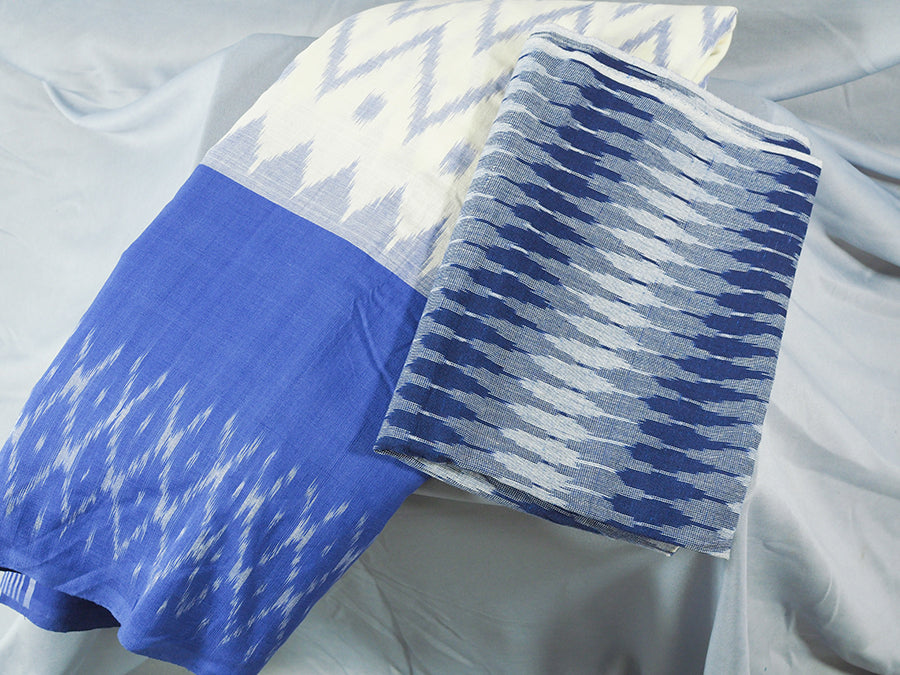 Nizami Blue and White Ikkat Saree