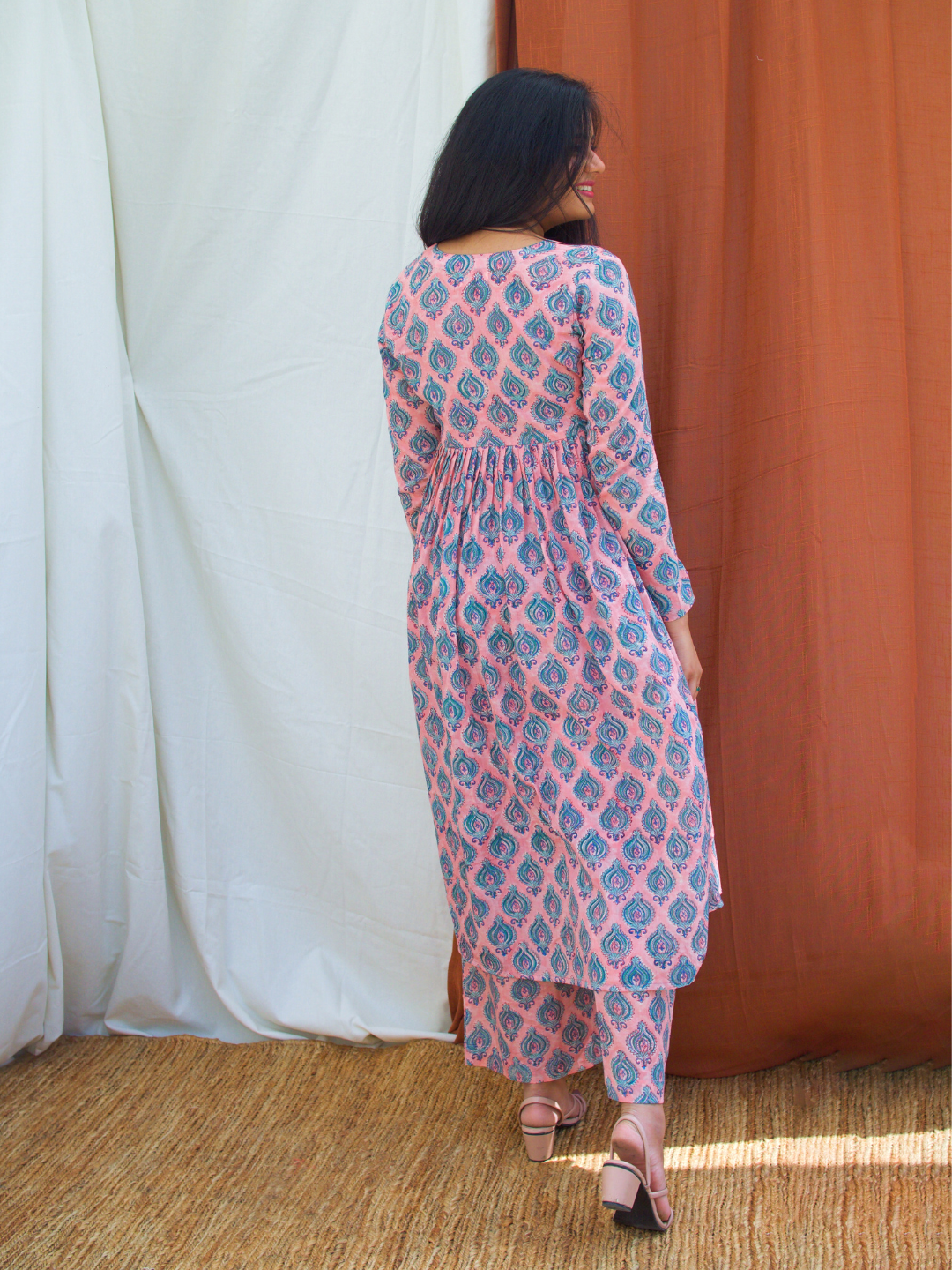 Blue Lotus Anarkali Cotton Suit Set Women