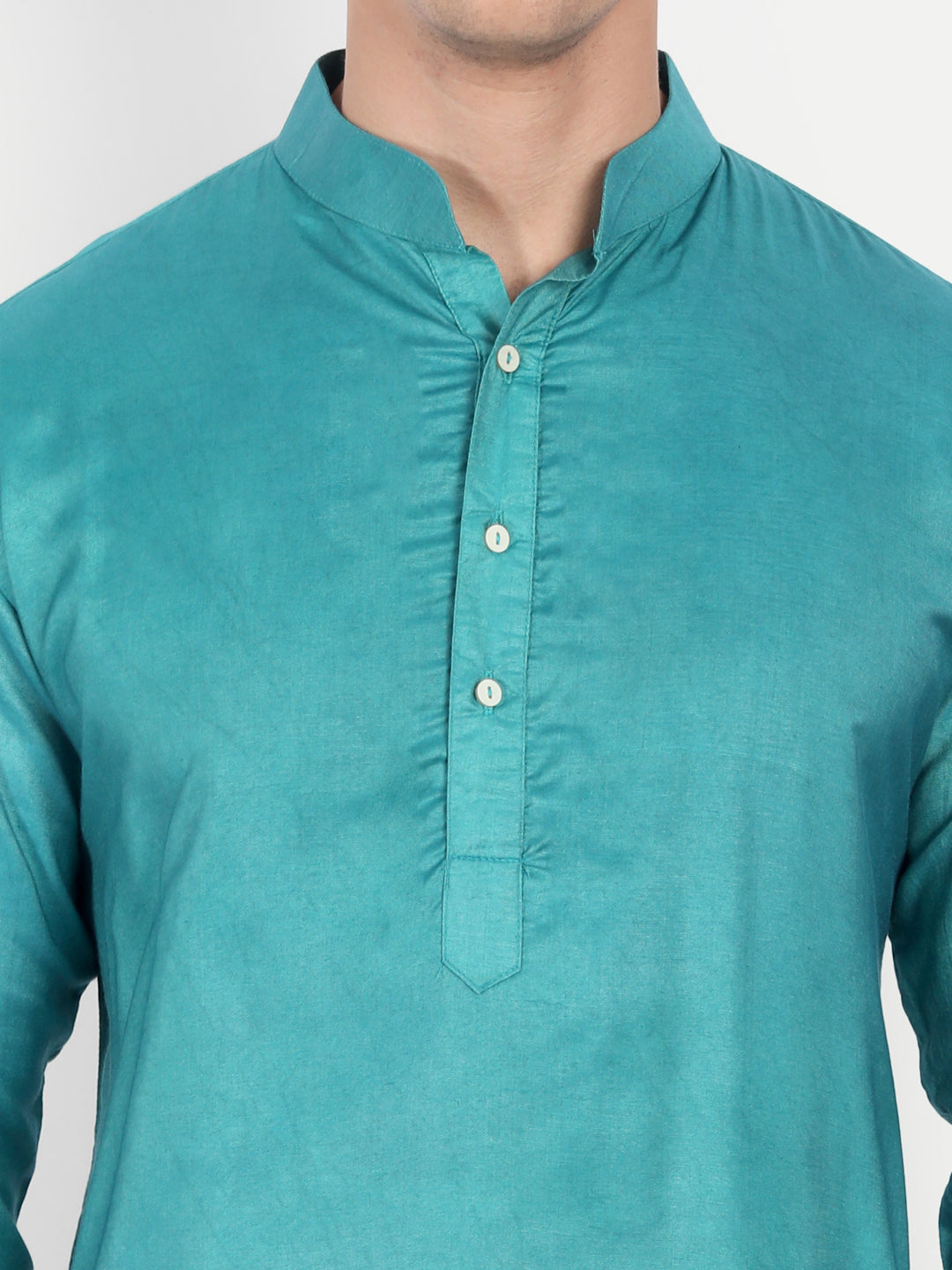 Turquoise Cotton Silk Kurta