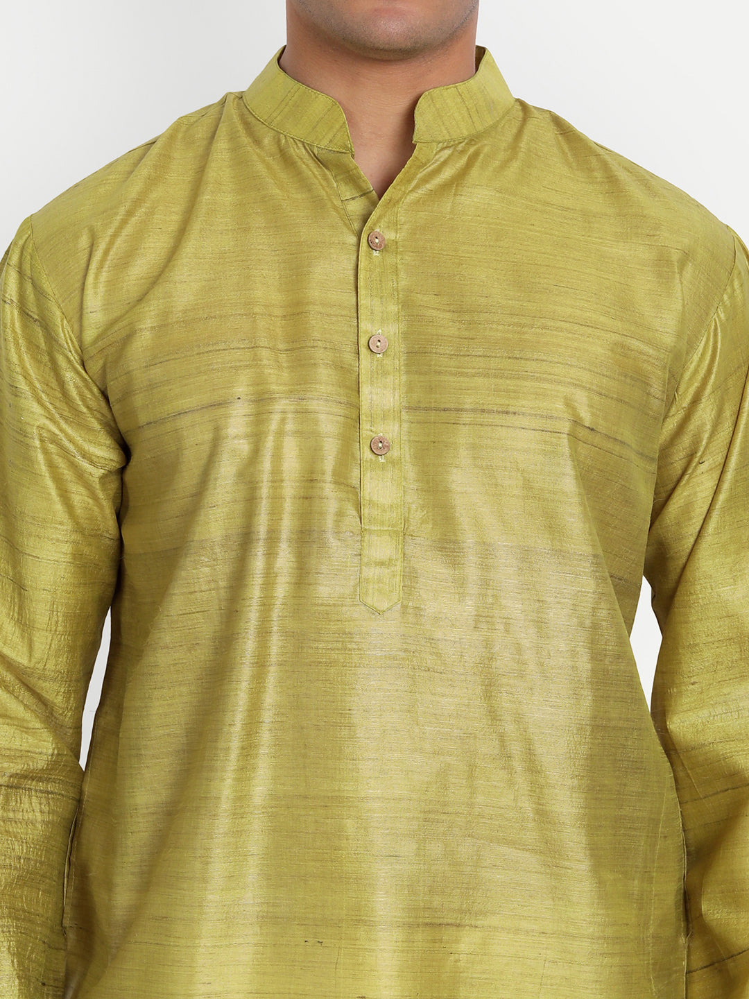 Yellow Green Bhagalpuri Tussar Silk Kurta