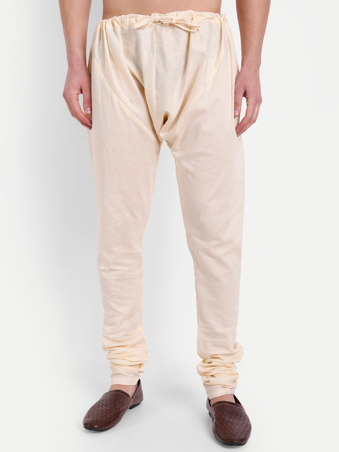 Beige khadi Cotton Churidar Pyjama