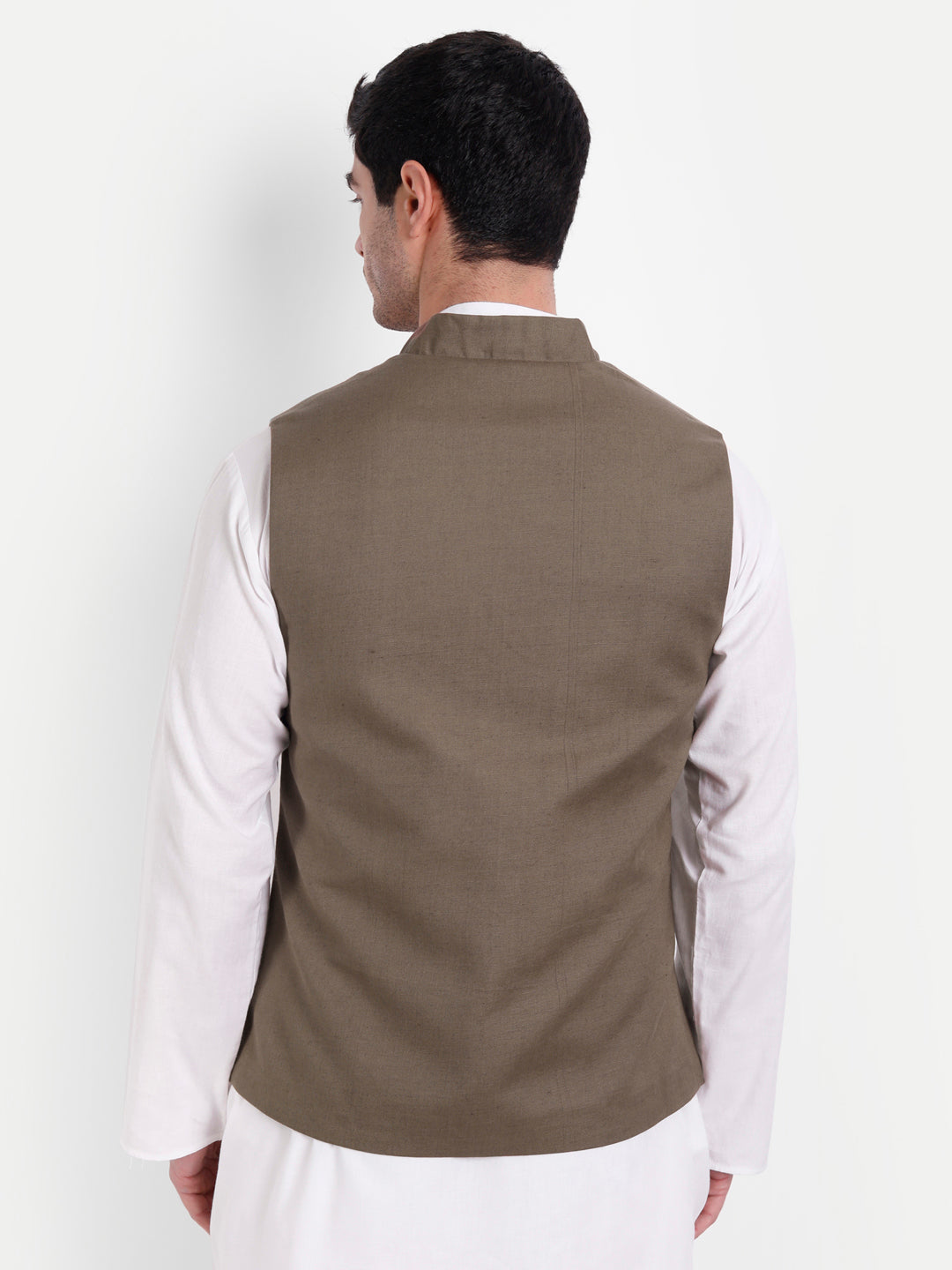 Brown Linen Nehru Jacket