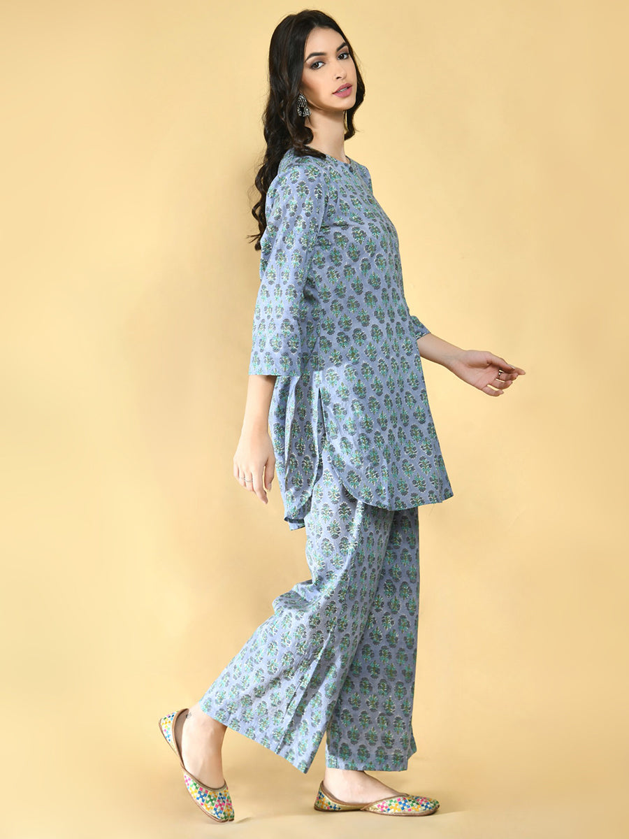 Blue Floral Lounge Wear Women