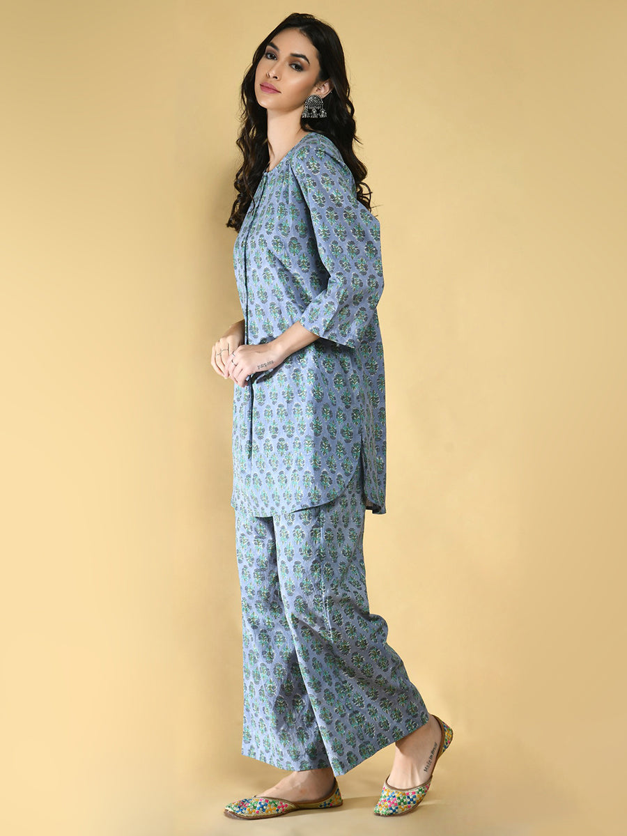 Blue Floral Lounge Wear Women