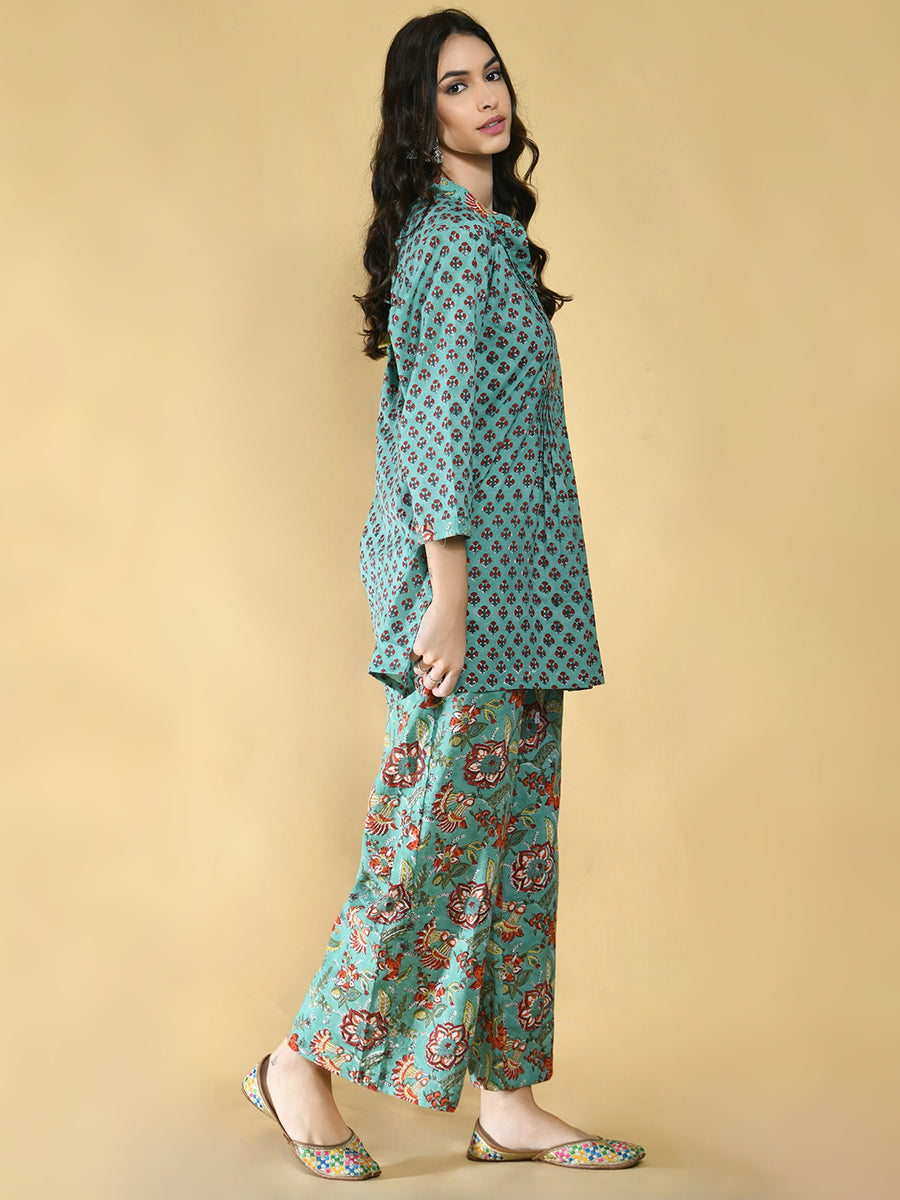 Green Floral Lounge Wear Women