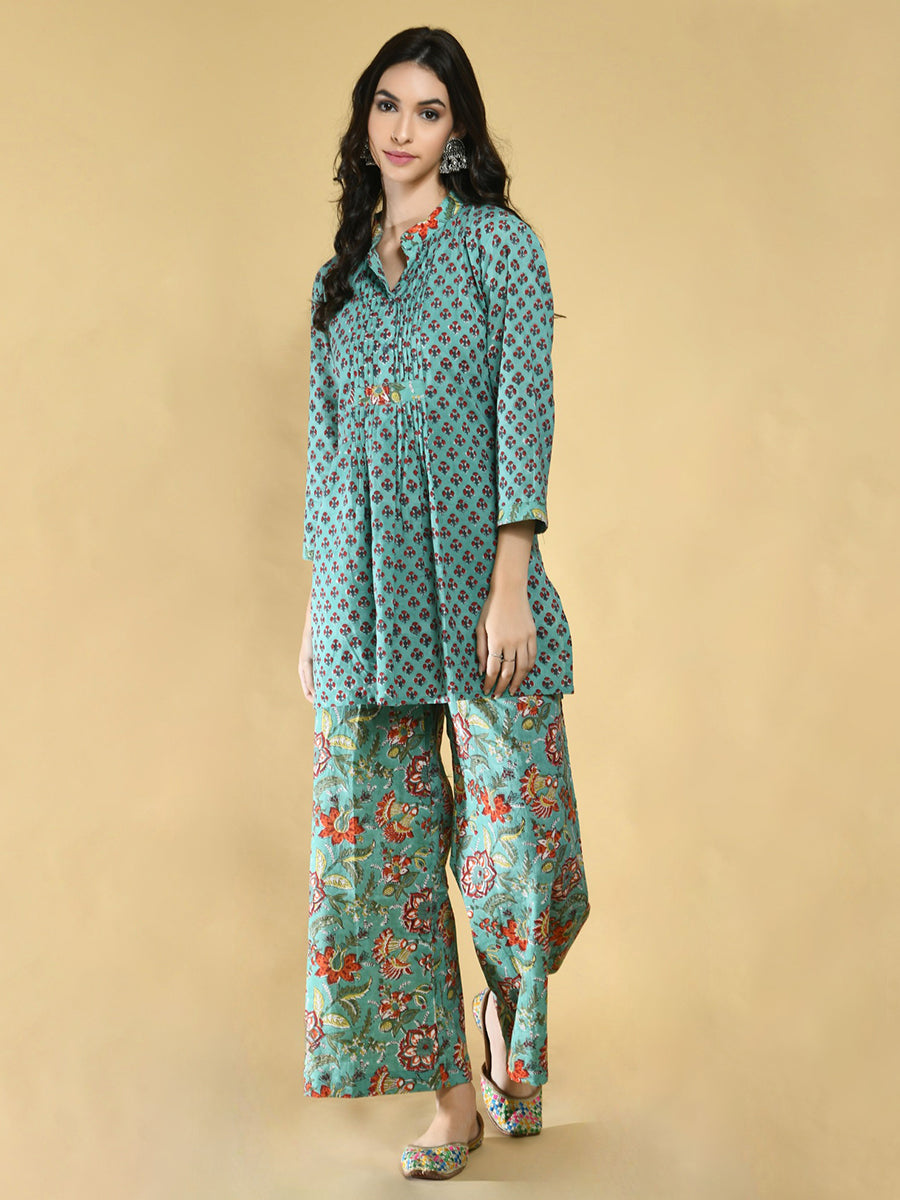 Green Floral Lounge Wear Women