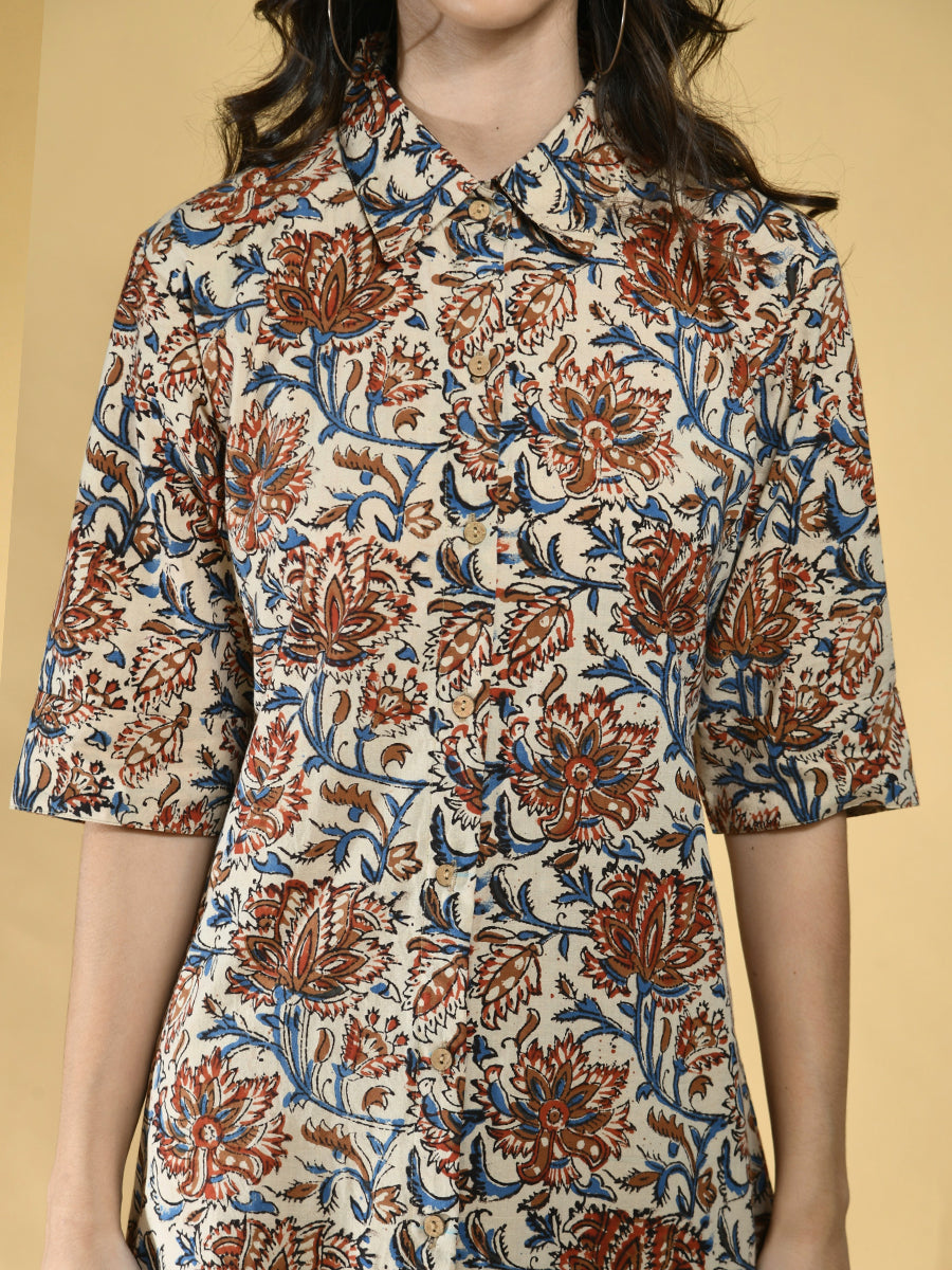 Kalamkari Shirt Dress Women