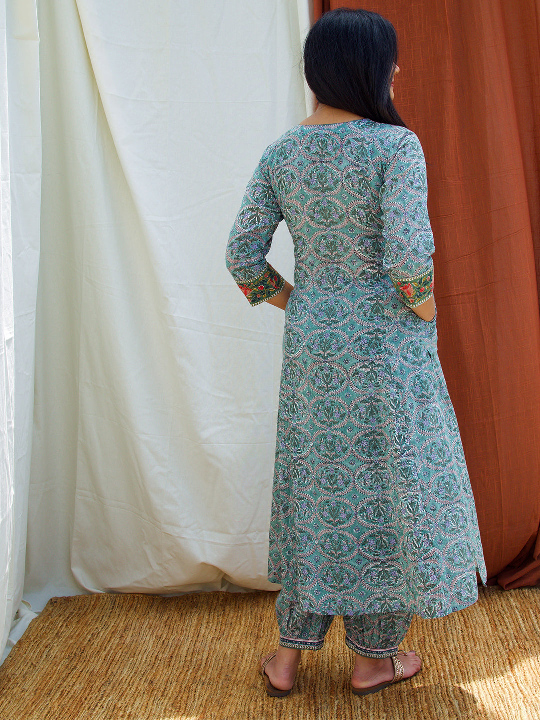 Poppies Green Suit Set Women