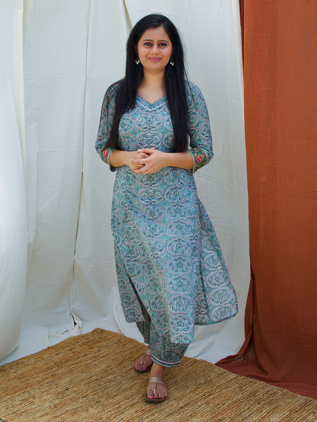 Poppies Green Suit Set Women