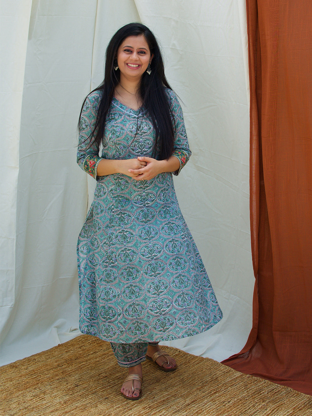 Poppies Green Suit Set Women