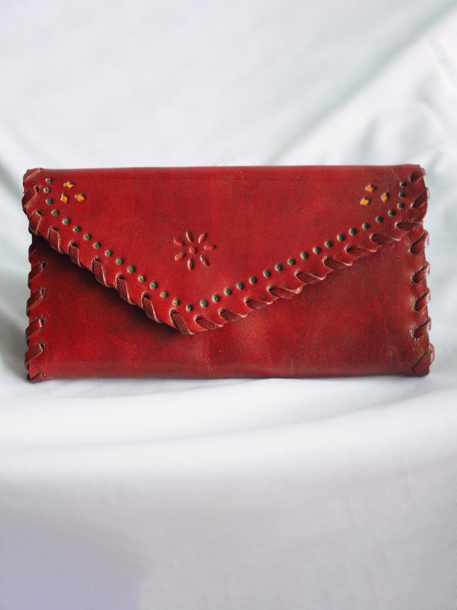 Brown Leather Cut-Work Wallet