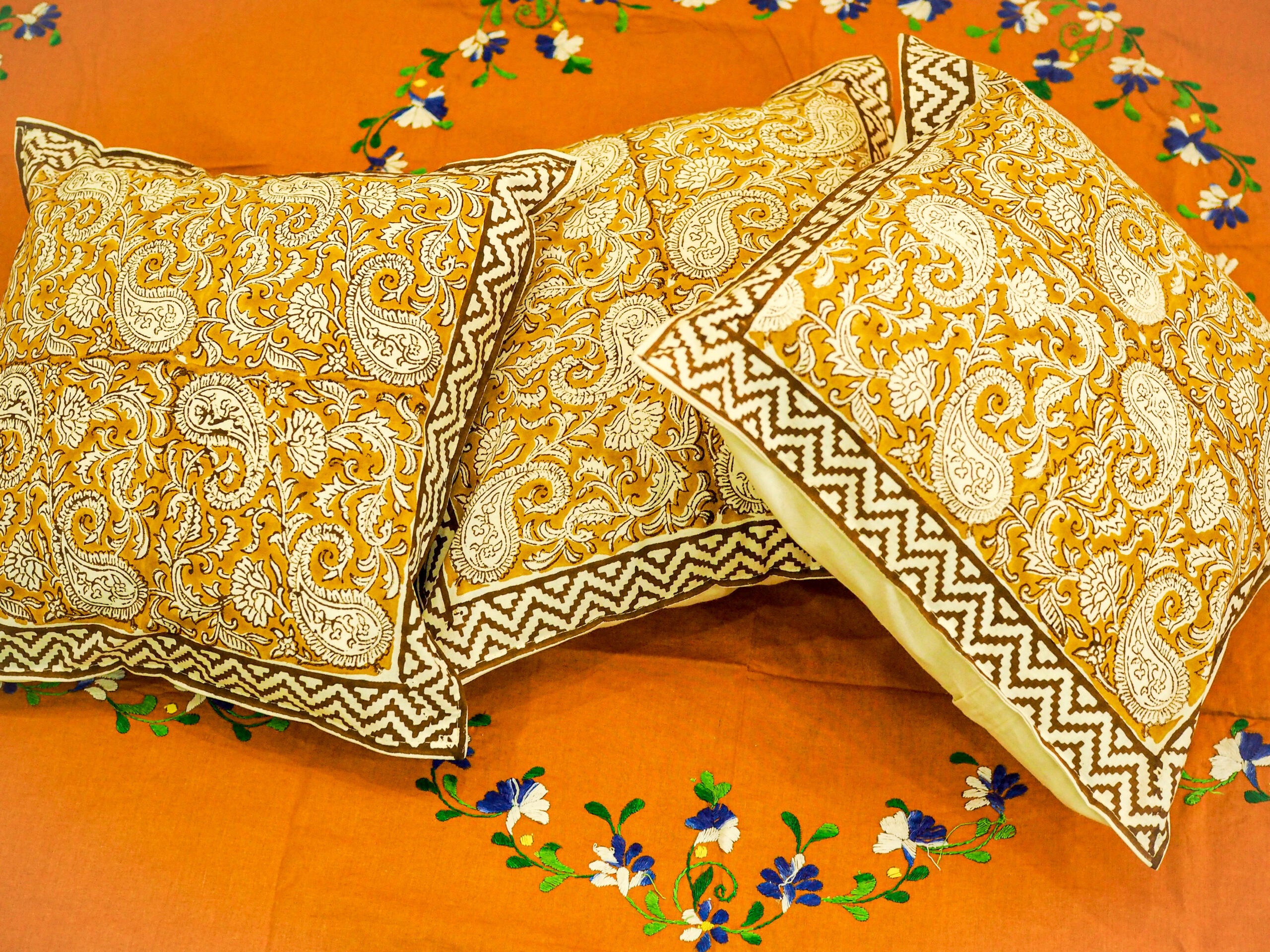 Brown Bagru Print Cotton Cushion Cover