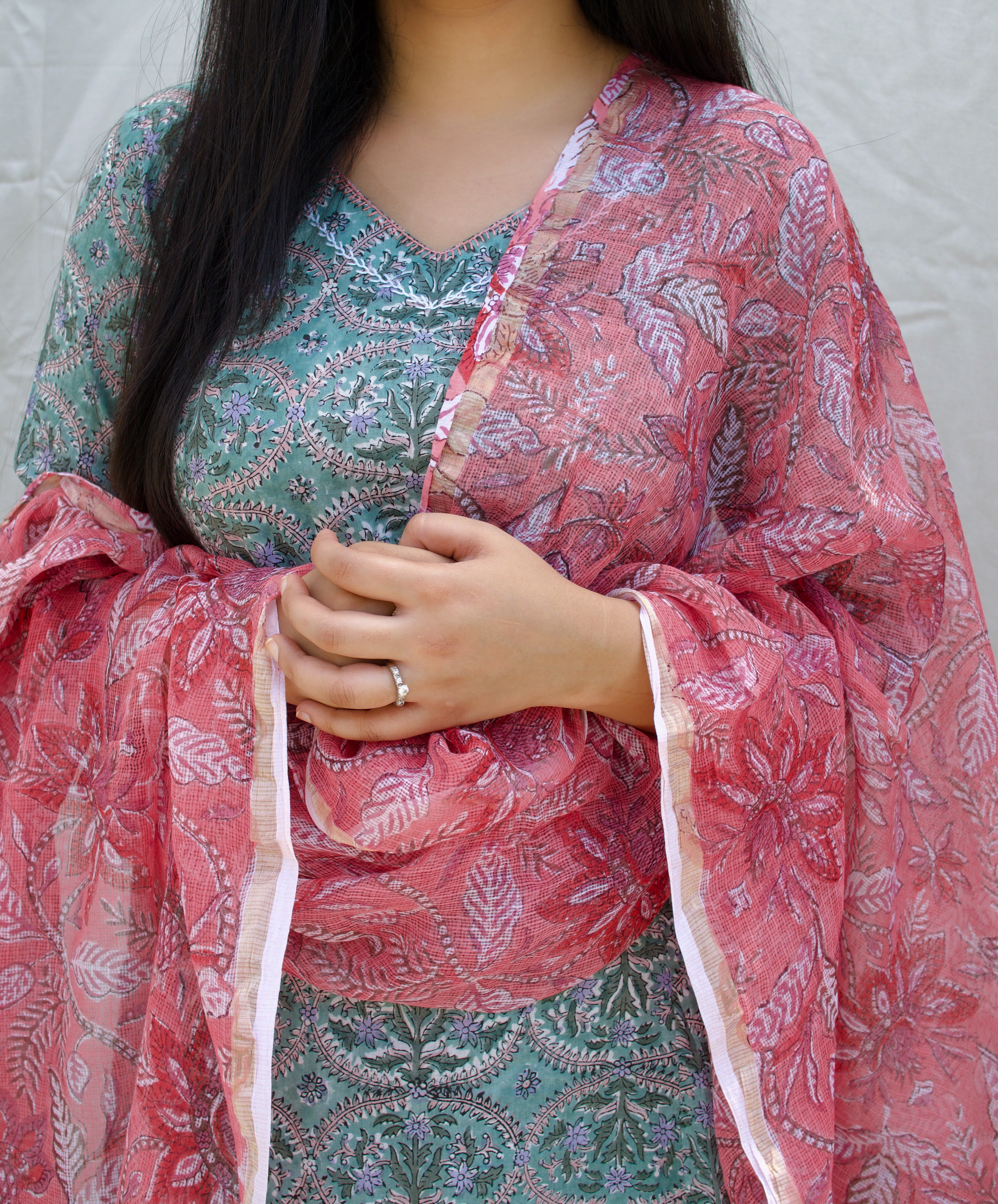 Poppies Green Suit Set Women