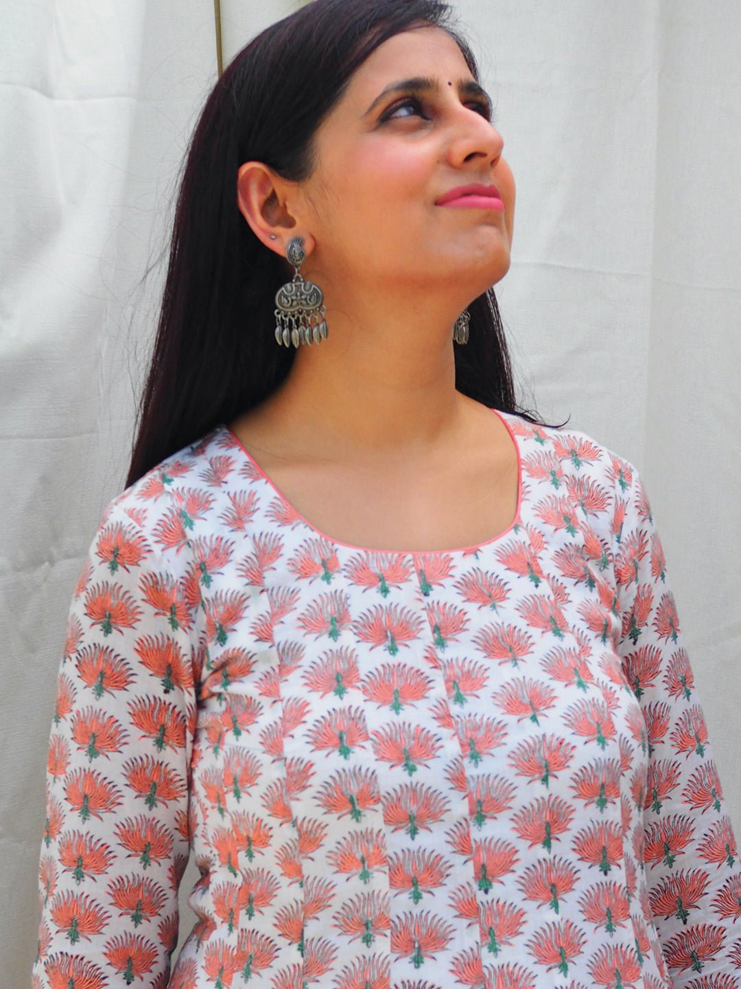 Dahlia Peach Kalidar Kurta Women