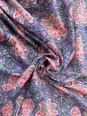 Pink & Purple Block Print Cotton Fabric (Rs.450/meter)