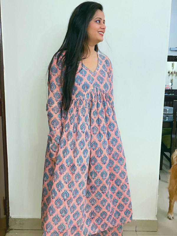 Blue Lotus Anarkali Cotton Suit Set Women