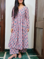 Blue Lotus Anarkali Cotton Suit Set Women