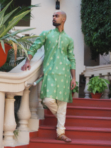 Pista Green Chanderi Silk Kurta
