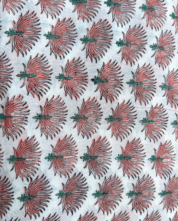 White & Peach Block Print Cotton Fabric         (Rs.500/meter)