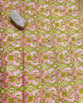 Pink and Green Block Print Cotton Fabric         (Rs.500/meter)