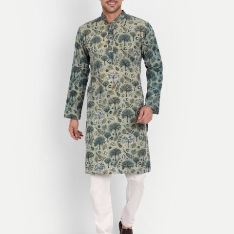Tree Print Embroidered Vanaspati Kurta