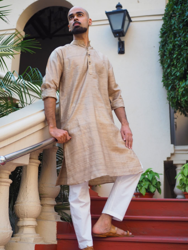 Golden Tussar Bhagalpuri Silk Kurta