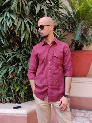 Wine Ikkat Shirt