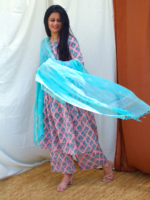 Blue Lotus Anarkali Cotton Suit Set Women
