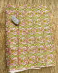 Pink and Green Block Print Cotton Fabric         (Rs.500/meter)