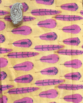 Pink Feather Block Print Cotton Fabric         (Rs.500/meter)