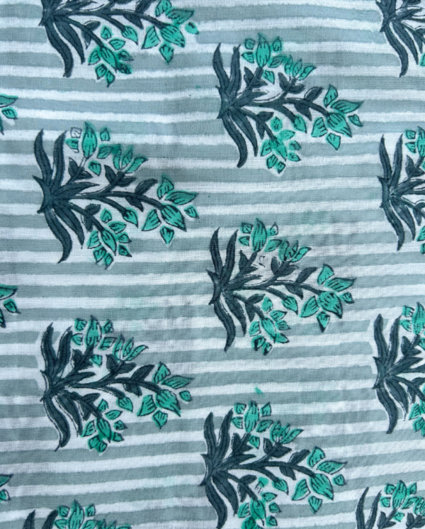 Grey Striped Block Print Cotton Fabric (Rs.450/meter)
