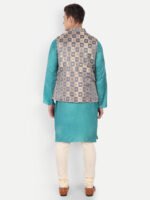 Blue & Golden Brocade Nehru Jacket