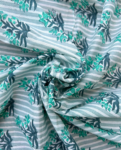 Grey Striped Block Print Cotton Fabric (Rs.450/meter)