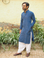 Bhandhej Print Indigo Cotton Long Kurta