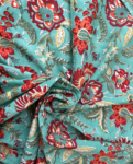 Green Floral Block Print Cotton Fabric         (Rs.450/meter)