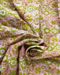 Pink and Green Block Print Cotton Fabric         (Rs.500/meter)
