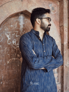 Khaddar Navy Blue Long Kurta