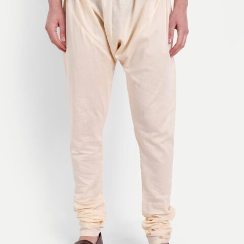 Beige khadi Cotton Churidar Pyjama