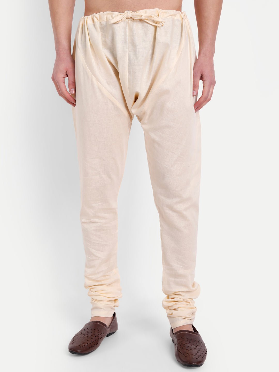 Beige khadi Cotton Churidar Pyjama