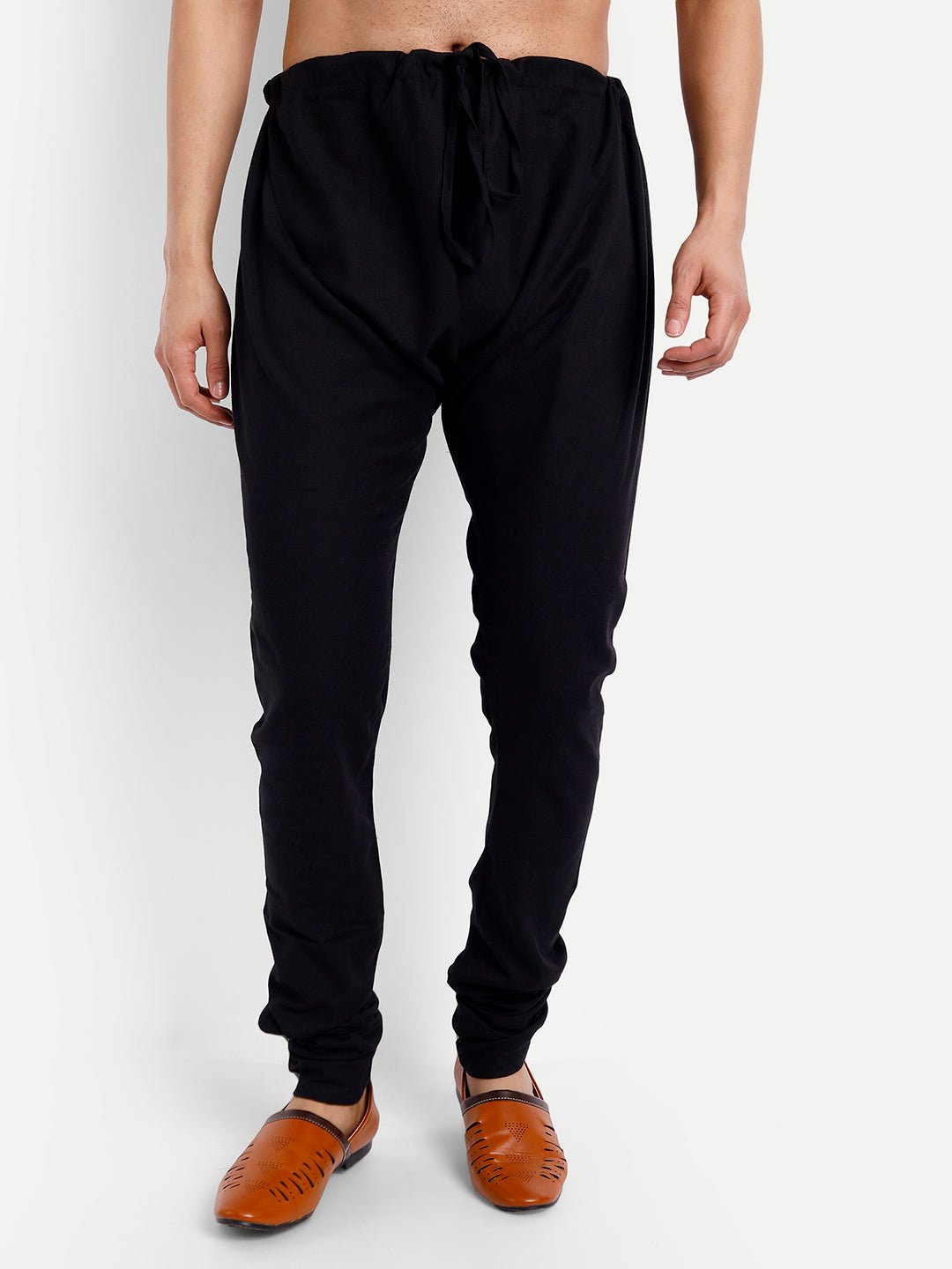 Black Khadi Cotton Churidar Pyjama