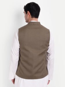 Brown Linen Nehru Jacket