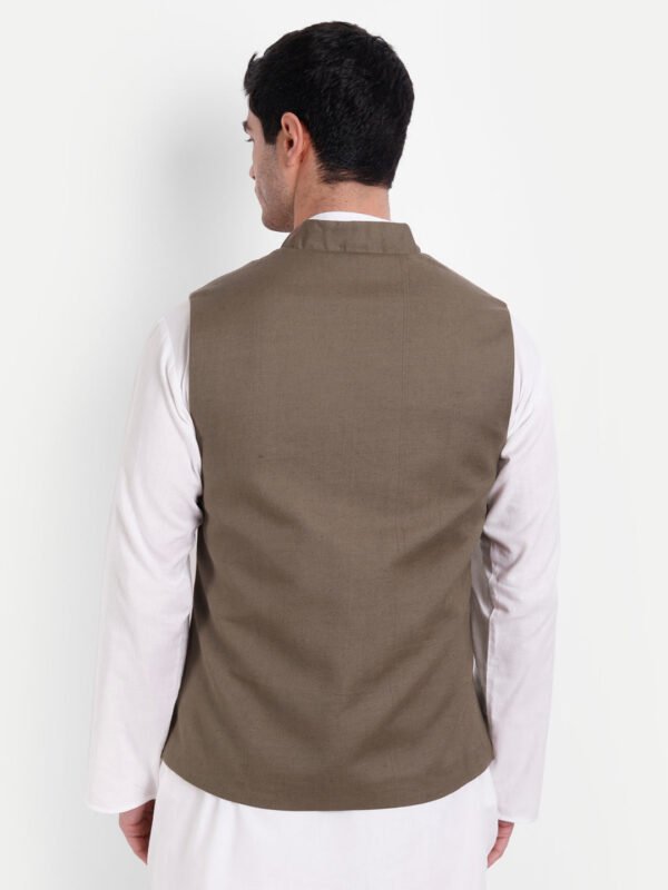 Brown Linen Nehru Jacket