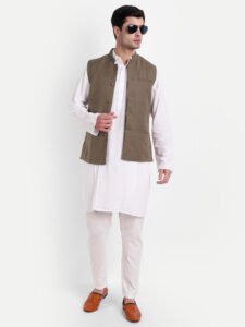 Brown Linen Nehru Jacket