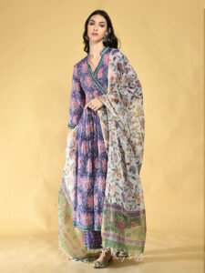 White Woods Print  Cotton Dupatta Women