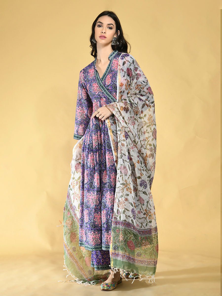 White Woods Print  Cotton Dupatta Women